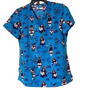 Nwot women’s patriotic Gnome scrub top S